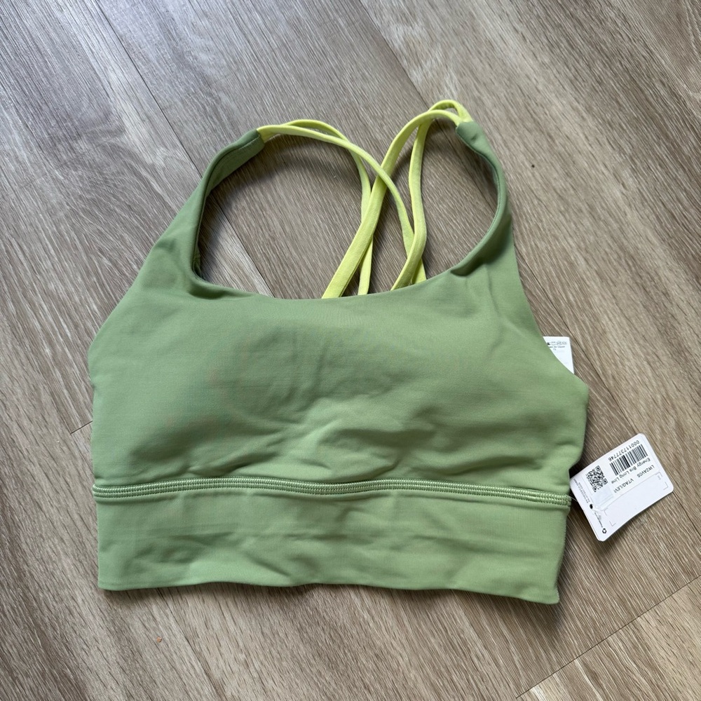 NWT Lululemon Energy Bra in Vista green/Lemon Vibe